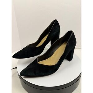 Marc Fisher Womens Zala Black Suede Pointed Toe Block Heel Pumps Size 8.5M